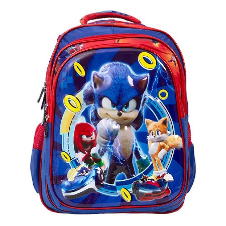 Mochila Infantil Masculina Sonic Personagens 3D Costas