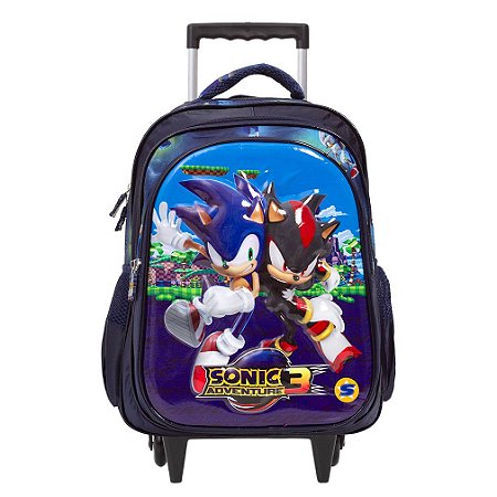 Mochila Infantil Menino Sonic Adventure Rodinhas Tam G