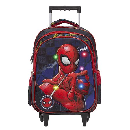 Mochila Infantil Rodinha Homem Aranha 3D Led Frontal Toys 2U