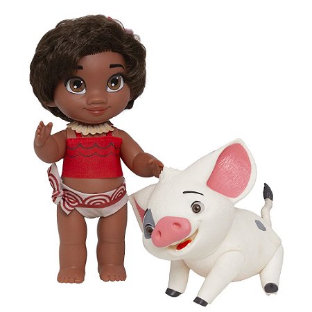 Kit Boneca Moana Bebê Silicone E Porquinho Pua Cotiplás