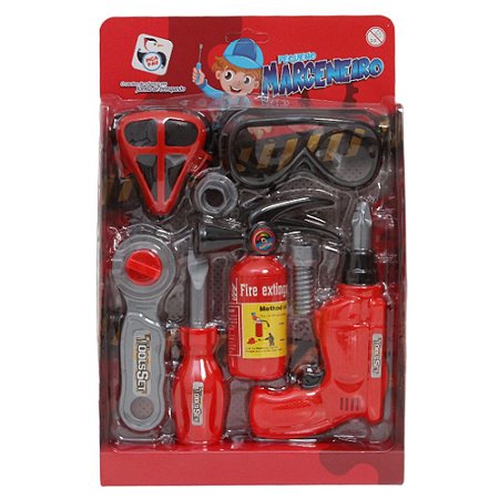 Kit De Ferramentas Infantil Pequeno Marceneiro 8 Acessórios