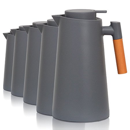Kit 5 Garrafa Térmica Café 1 Litro Botão Clique Cor Cinza
