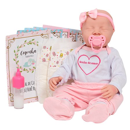 Boneca Reborn Realista Lívia Roupinha Sonho De Amor 11 Itens