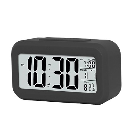 Relógio Despertador Digital Retangular A Pilha Cor Preto