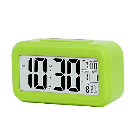 Relógio Despertador Digital Alarme Calendário Cor Verde