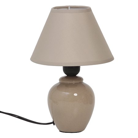 Abajur De Cabeceira Luminária Cerâmica Com Cúpula Cor Bege