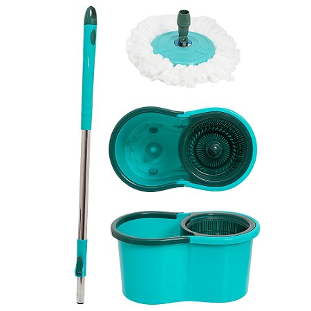 Mop Giratório 3 Em 1 Rodo Balde Centrífuga Cabo Ajustável
