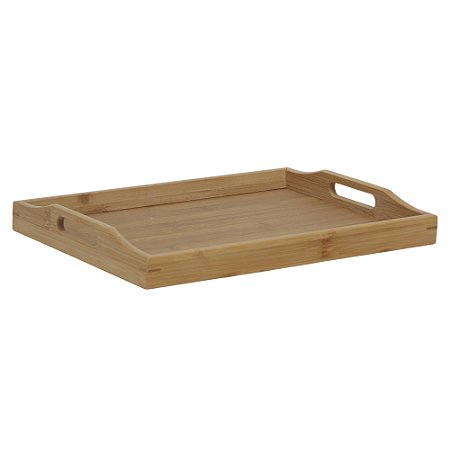 Bandeja De Bambu Natural Retangular 37x26 Cm Resistente