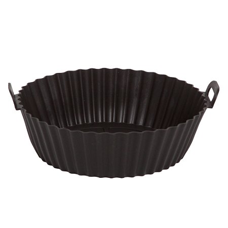 Forma De Silicone Air Fryer Reforçada Reutilizável Cor Preta