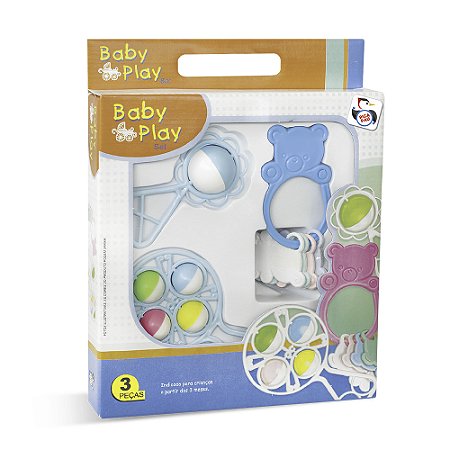 Kit Chocalhos E Mordedor Plástico Baby Play Set 449 Pica Pau