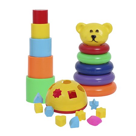 Brinquedo Educativo Bebê Encaixar Montar Argolas Colorido