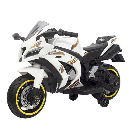 Mini Moto Elétrica Infantil 12v Esportiva Branca Bang Toys