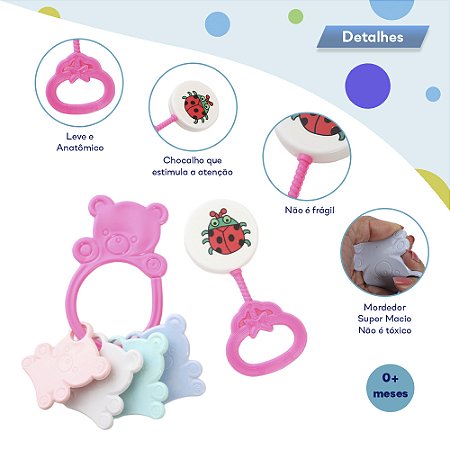 Brinquedo Mordedor Chocalho Infantil Estimulador Pica Pau
