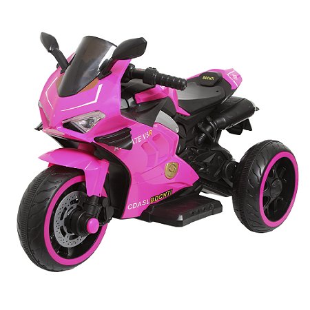 Moto Elétrica Infantil 6v Super Moto 3 Rodas Triciclo Rosa