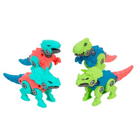 Kit Dinos Monta E Desmonta 4 Peças Didático Colorido Jr Toys