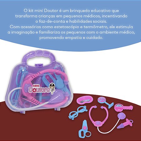 Kit Maleta Mini Doutor Educativo 7 Itens Lilás Médico 1268