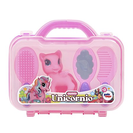Maleta Infantil Unicórnio Com Pente Escova Espelho Pakitoys