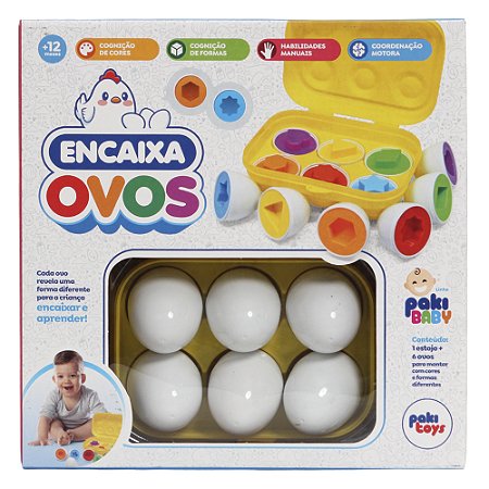 Jogo Encaixa Ovos Formas Geométricas Para Bebês Pakitoys