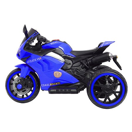 Mini Moto Elétrica Triciclo C/ 3 Rodas Bang Toys Azul Luz