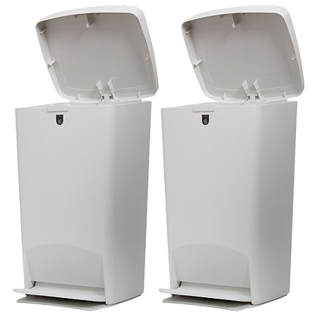 2 Lixeira Smart Com Pedal Resistente Crippa Cor Branca