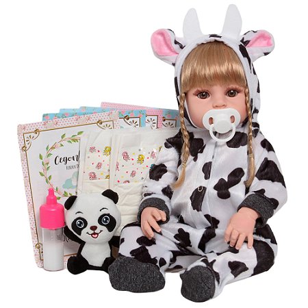 Boneca Tipo Reborn 100% Vinil Siliconado Recém Nascida Loira