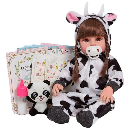 Boneca Bebê Reborn Articulado Vários Itens Recém Nascida