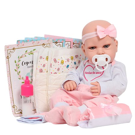 Boneca Bebê Reborn Realista Fofinha Conjunto Luxo + Itens