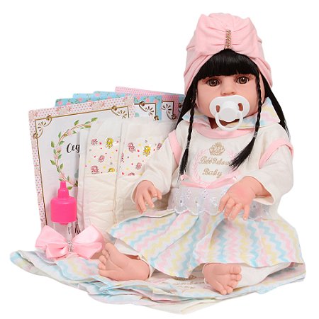 Boneca Reborn Valentina Realista Com Lindo Conjunto + Itens