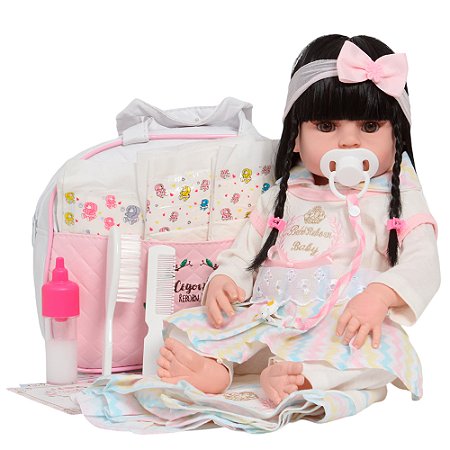 Bebê Reborn Boneca Realista Menina Linda Bolsa Acessórios