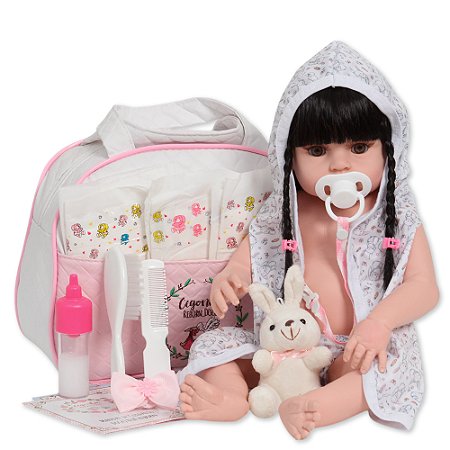 Bebê Reborn Menina Coelhinho Saída De Banho Corpo De Vinil