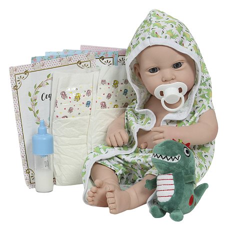 Boneco Reborn Realista Carequinha Saída De Banho Jacarezinho