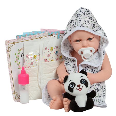 Boneca Reborn Realista Menina Larinha Saída De Banho Panda