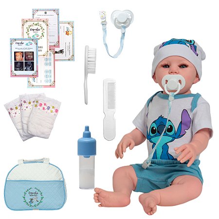 Boneco Reborn Realista Carequinha 48cm Fofinho + Bolsa