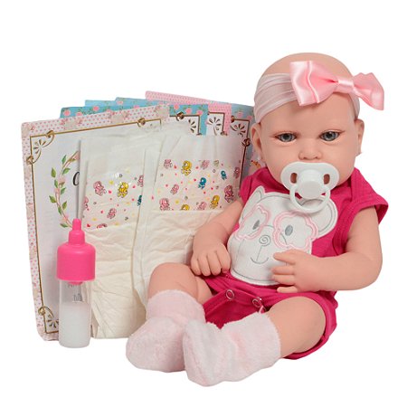 Bebê Reborn Menina Recém Nascida Com Acessórios Lindos 43cm