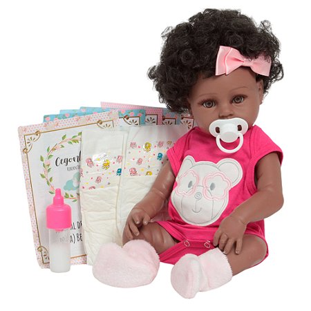 Bebê Negra Princesa Recém Nascida Com Lindo Macacâo + Itens