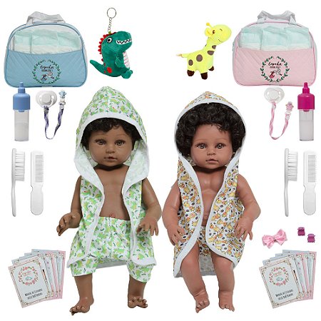Bebê Reborn Gêmeos Casal Girafinha Jacare Enxoval Completo