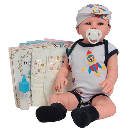 Boneco Reborn Abigail Corpo De Vinil Conjunto Aviãozinho