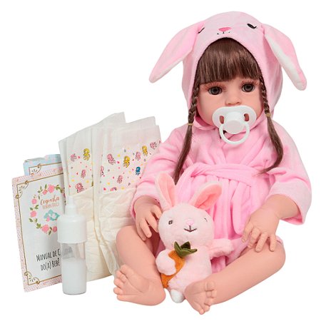 Boneca Reborn Realista Saída De Banho Colorida Com Pelúcia