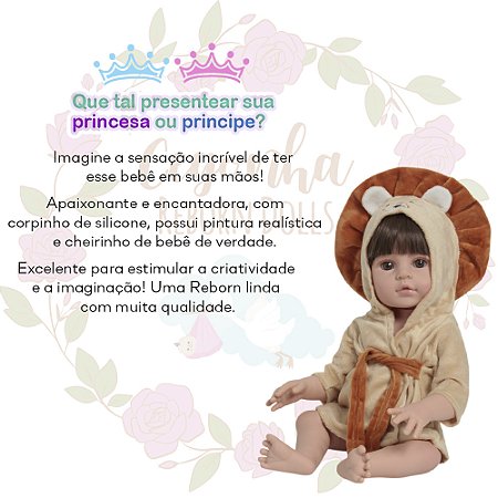Bebê Reborn Menino Boneco Arthur Roupão Leãoznho + Itens