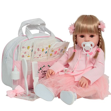 Boneca Reborn Loira Princesa 100% Vinil + Lindo Enxoval