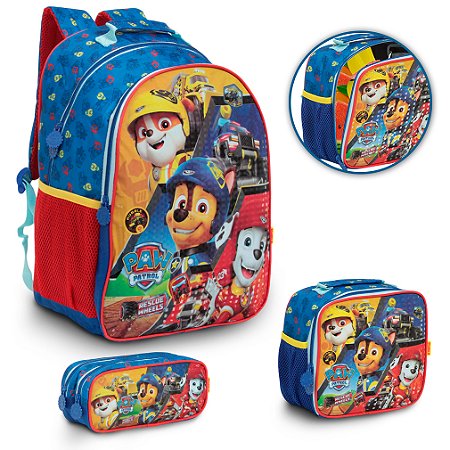 Kit Mochila Infantil Patrulha Canina Costas 3 Peças Colorida