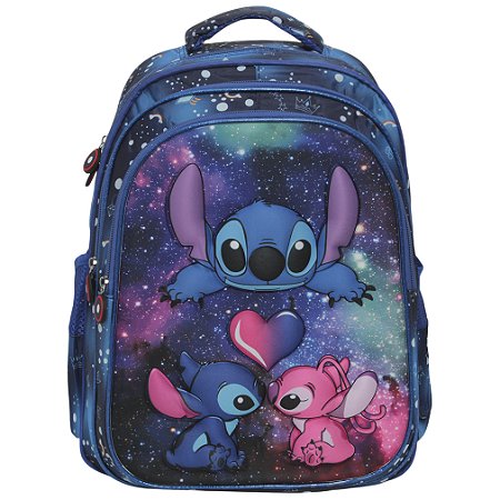 Mochila Stitch Galáxia Infantil Escolar Completa Estampa 3d