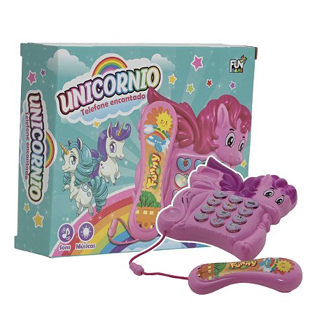 Telefone Infantil Unicórnio Brinquedo Rosa Educativo