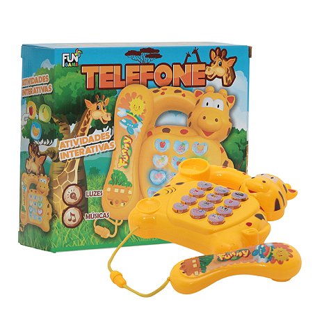 Telefone Infantil Girafa Brinquedo Amarelo Educativo