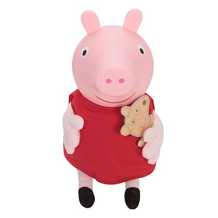 Boneca Peppa Pig Em Pelúcia 30cm Baby Brink Fofa Com Teddy