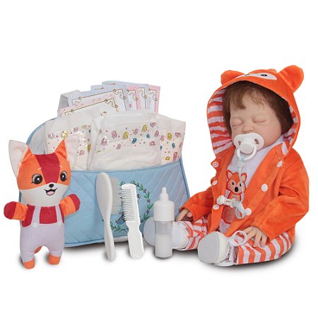 Boneco Reborn Menino Corpo Silicone Cabelo Fio A Fio Raposa
