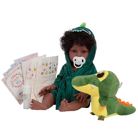 Bebê Reborn Menino Negro Corpo De Silicone Saída De Banho