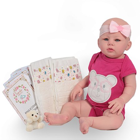 Bebe Reborn Boneca Abigail Com Pelúcia Pode Dar Banho 48cm