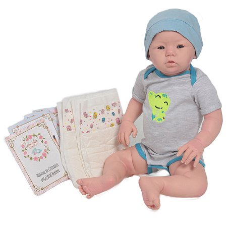 Bebe Reborn Realista Menino Abigail Jacarezinho Acessórios