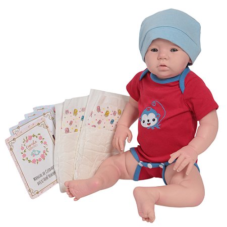 Boneco Reborn Corpo De Silicone Carequinha Com Itens